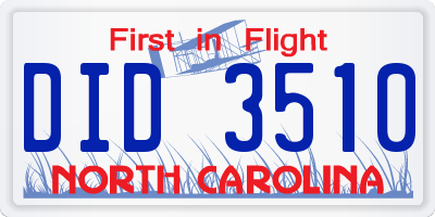 NC license plate DID3510