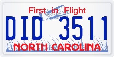 NC license plate DID3511