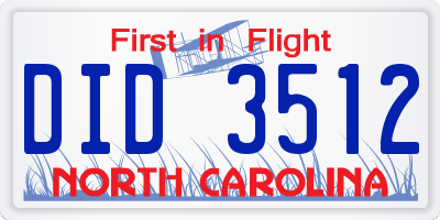 NC license plate DID3512