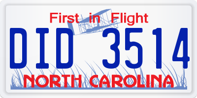NC license plate DID3514
