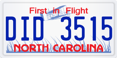 NC license plate DID3515