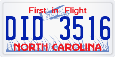 NC license plate DID3516