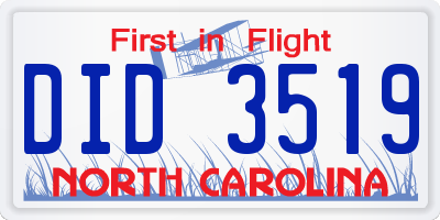 NC license plate DID3519