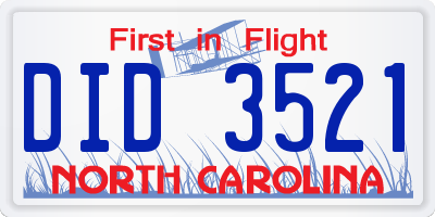 NC license plate DID3521