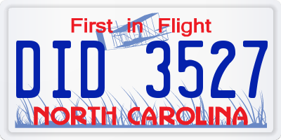 NC license plate DID3527