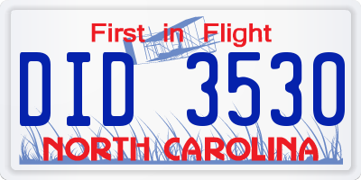 NC license plate DID3530