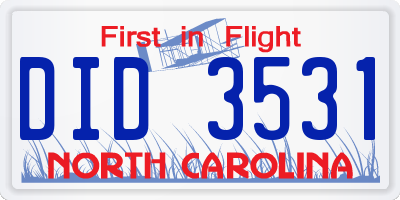 NC license plate DID3531