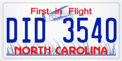 NC license plate DID3540