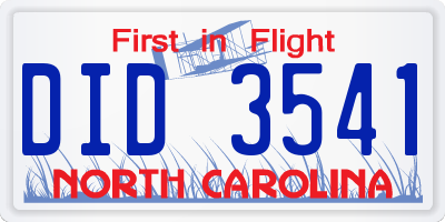 NC license plate DID3541