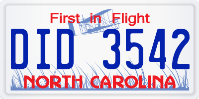 NC license plate DID3542