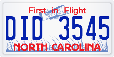 NC license plate DID3545
