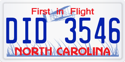 NC license plate DID3546