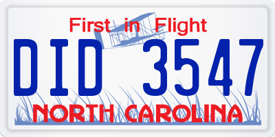NC license plate DID3547