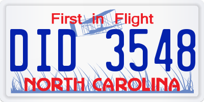 NC license plate DID3548