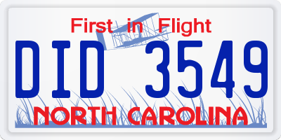 NC license plate DID3549