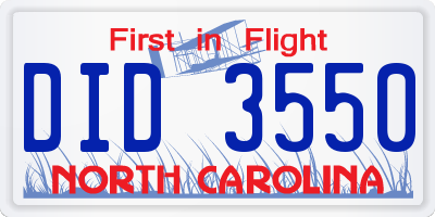 NC license plate DID3550