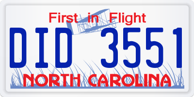 NC license plate DID3551