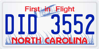 NC license plate DID3552
