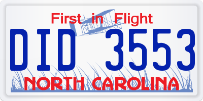 NC license plate DID3553