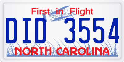 NC license plate DID3554
