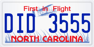 NC license plate DID3555