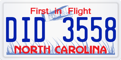 NC license plate DID3558