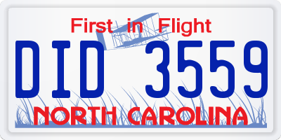 NC license plate DID3559