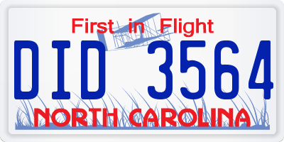 NC license plate DID3564