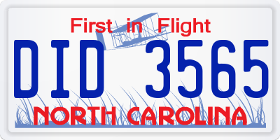 NC license plate DID3565