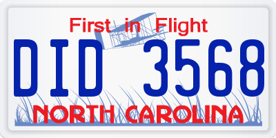 NC license plate DID3568