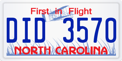 NC license plate DID3570