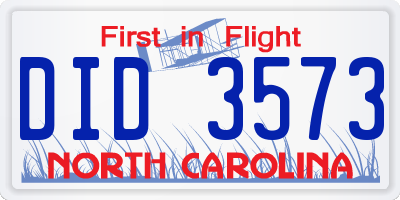 NC license plate DID3573
