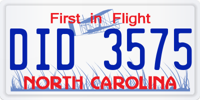 NC license plate DID3575