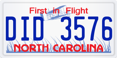 NC license plate DID3576