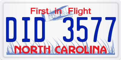 NC license plate DID3577
