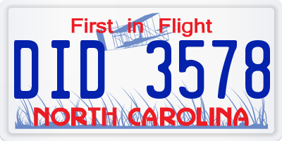 NC license plate DID3578