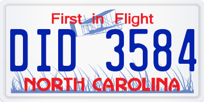 NC license plate DID3584