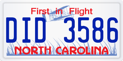 NC license plate DID3586