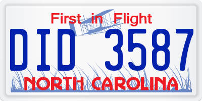 NC license plate DID3587