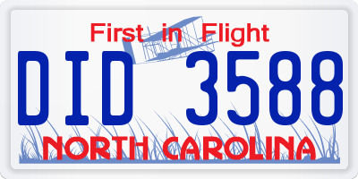 NC license plate DID3588