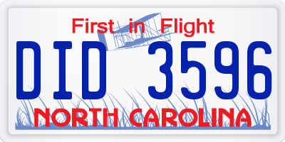 NC license plate DID3596