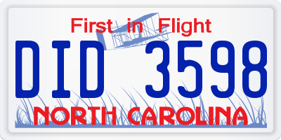 NC license plate DID3598