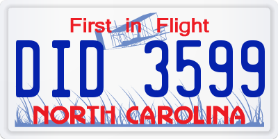 NC license plate DID3599