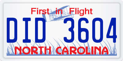 NC license plate DID3604