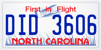 NC license plate DID3606