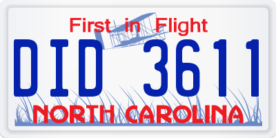 NC license plate DID3611
