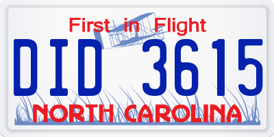 NC license plate DID3615