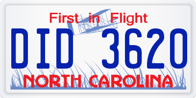 NC license plate DID3620