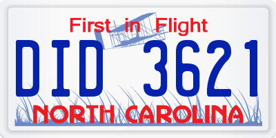 NC license plate DID3621