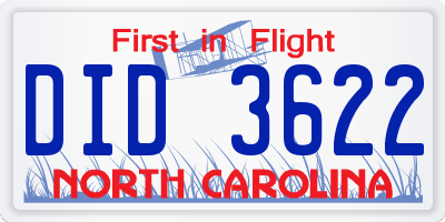 NC license plate DID3622